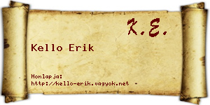 Kello Erik névjegykártya